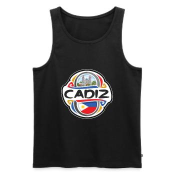 Cadiz Philippines Flag Badge Travel Souvenir Stamp - Men's Premium Organic Tank Top - black - Front - Michal (187cm)