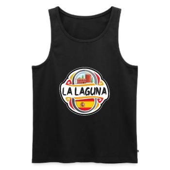 La Laguna Spanien Flagge Abzeichen Reise Souvenir Briefmarke - Männer Premium Bio Tank Top - Schwarz - Vorne - AI Model Male 178 light (178cm)