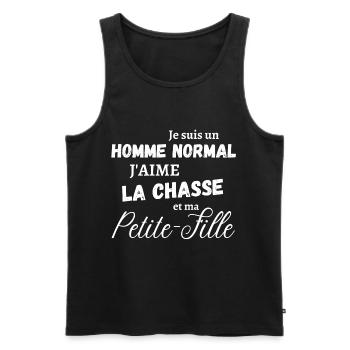 j'aime la chasse et ma petite fille - Débardeur bio Premium Homme - noir - Devant - AI Model Male 178 light (178cm)