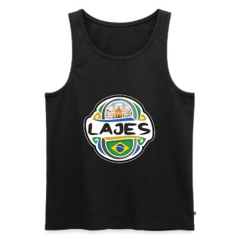 Lajes Brésil Drapeau Badge Voyage Souvenir Timbre - Débardeur bio Premium Homme - noir - Devant - Michal (187cm)