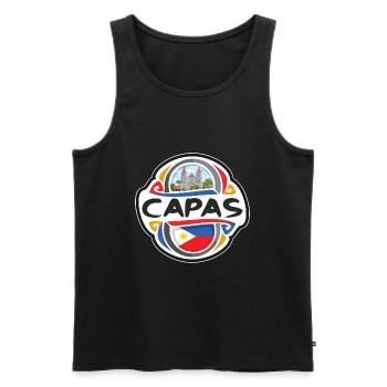 Capas Philippines Flag Badge Souvenir de Voyage Timbre - Débardeur bio Premium Homme - noir - Devant - Michal (187cm)
