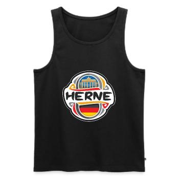 Herne Germany Flag Badge Travel Souvenir Stamp - Men's Premium Organic Tank Top - black - Front - AI Model Male 178 light (178cm)