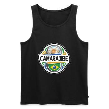 Camarajibe Brésil Drapeau Badge Voyage Souvenir Timbre - Débardeur bio Premium Homme - noir - Devant - Michal (187cm)