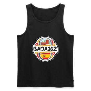 Badajoz Espagne Drapeau Badge Voyage Souvenir Timbre - Débardeur bio Premium Homme - noir - Devant - Michal (187cm)