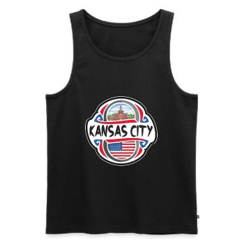Kansas City États-Unis Drapeau des États-Unis Souvenir de voyage - Débardeur bio Premium Homme - noir - Devant - Michal (187cm)