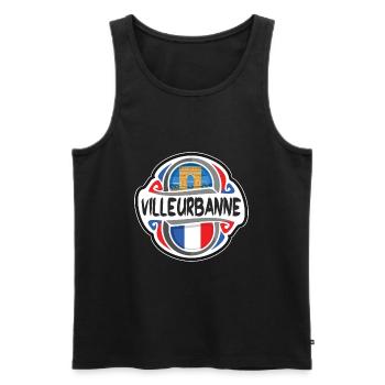 Villeurbanne France Flag Travel Souvenir Badge Sta - Men's Premium Organic Tank Top - black - Front - AI Model Male 178 light (178cm)
