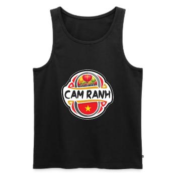 Cam Ranh Vietnam Drapeau Badge Voyage Souvenir Timbre - Débardeur bio Premium Homme - noir - Devant - Michal (187cm)