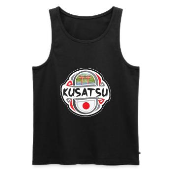Kusatsu Japon Drapeau Badge Souvenir de Voyage Timbre - Débardeur bio Premium Homme - noir - Devant - Michal (187cm)