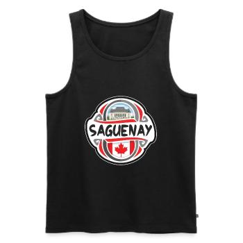 Saguenay Canada Flag Badge Souvenir de voyage - Débardeur bio Premium Homme - noir - Devant - Michal (187cm)