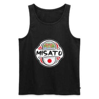 Misato Japon Drapeau Badge Souvenir de Voyage Timbre - Débardeur bio Premium Homme - noir - Devant - Michal (187cm)