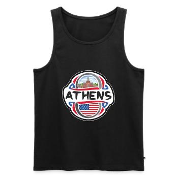 Athènes États-Unis Drapeau des États-Unis Souvenir de voyage Badg - Débardeur bio Premium Homme - noir - Devant - AI Model Male 178 light (178cm)