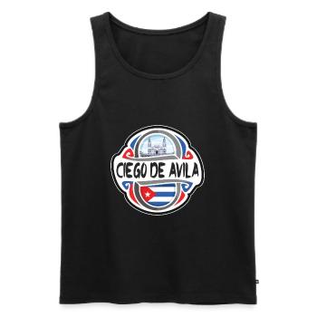 Ciego de Avila Cuba Flag Travel Souvenir Badge Sta - Men's Premium Organic Tank Top - black - Front - AI Model Male 178 light (178cm)