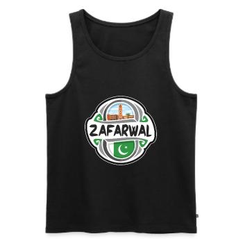 Zafarwal Pakistan Drapeau Badge Souvenir de Voyage Timbre - Débardeur bio Premium Homme - noir - Devant - Michal (187cm)