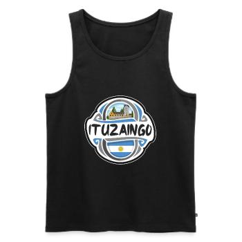 Ituzaingo Argentina Flag Travel Souvenir Badge Sta - Men's Premium Organic Tank Top - black - Front - AI Model Male 178 light (178cm)