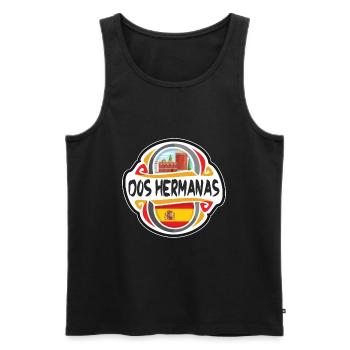 Dos Hermanas Espagne Drapeau Voyage Souvenir Badge Stam - Débardeur bio Premium Homme - noir - Devant - AI Model Male 178 light (178cm)