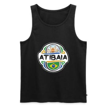 Atibaia Brésil Drapeau Badge Voyage Souvenir Timbre - Débardeur bio Premium Homme - noir - Devant - Michal (187cm)