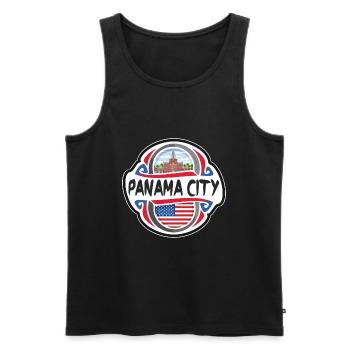 Panama City USA Drapeau des États-Unis Souvenir de voyage - Débardeur bio Premium Homme - noir - Devant - Michal (187cm)