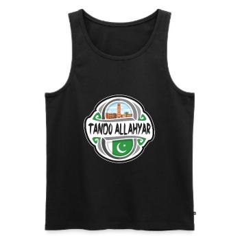 Tando Allahyar Pakistan Drapeau Voyage Souvenir Badge - Débardeur bio Premium Homme - noir - Devant - Michal (187cm)