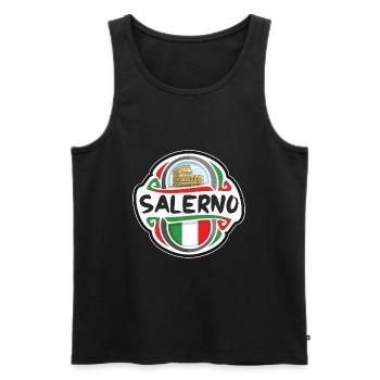 Salerno Italy Flag Badge Travel Souvenir Stamp - Men's Premium Organic Tank Top - black - Front - AI Model Male 178 light (178cm)