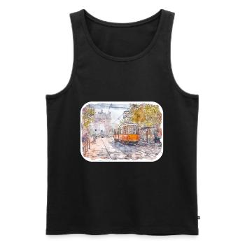 Milan Italie Aquarelle Esquisse Dessinée Illustration - Débardeur bio Premium Homme - noir - Devant - Michal (187cm)