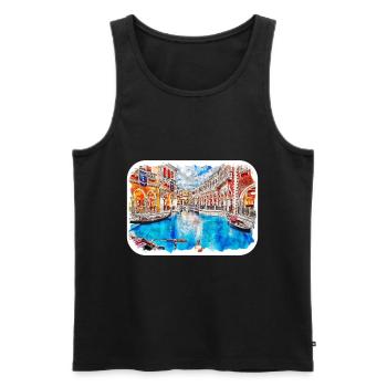 Venedig Italien Aquarellskizze Gezeichnete Illustration - Männer Premium Bio Tank Top - Schwarz - Vorne - Michal (187cm)