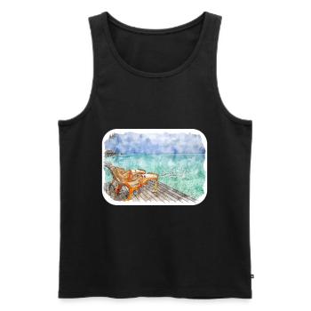 Maldives Watercolor Sketch Hand Drawn Illustration - Men's Premium Organic Tank Top - black - Front - Michal (187cm)