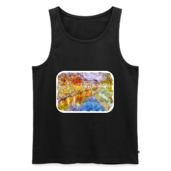Strasbourg France Watercolor Sketch Drawn Illustra - Men's Premium Organic Tank Top - black - Front - Michal (187cm)