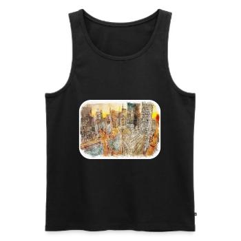 Chicago USA Watercolor Sketch Drawn Illustration - Men's Premium Organic Tank Top - black - Front - Michal (187cm)