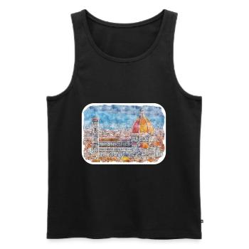 Florence Italie Aquarelle Esquisse Peinture Dessinée - Débardeur bio Premium Homme - noir - Devant - Michal (187cm)