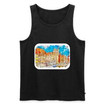 Danzig Polen Aquarellskizze Gezeichnete Illustration - Männer Premium Bio Tank Top - Schwarz - Vorne - Michal (187cm)