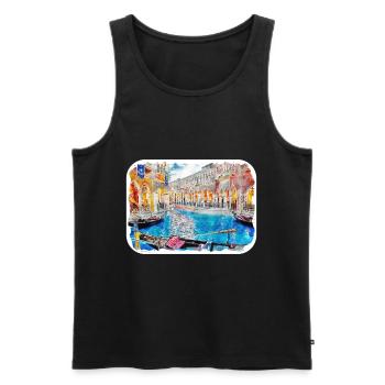 Italy Watercolor Sketch Hand Drawn Illustration - Men's Premium Organic Tank Top - black - Front - Michal (187cm)
