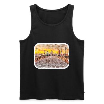 Prager Tschechien Aquarellskizze - Männer Premium Bio Tank Top - Schwarz - Vorne - AI Model Male 178 light (178cm)
