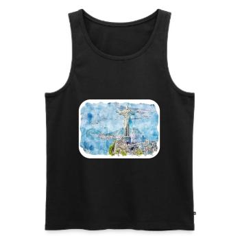 Rio De Janeiro Brasilien Aquarell Skizze Zeichnung - Männer Premium Bio Tank Top - Schwarz - Vorne - Michal (187cm)