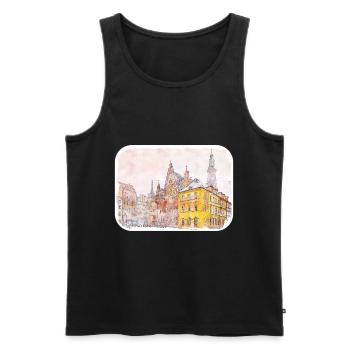Breslau, Polen, Aquarell, Skizze, gezeichnete Malerei - Männer Premium Bio Tank Top - Schwarz - Vorne - Michal (187cm)