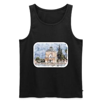 Marrakech Morocco Watercolor Sketch Illustration - Men's Premium Organic Tank Top - black - Front - Michal (187cm)