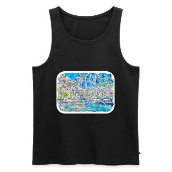 Italy Watercolor Sketch Hand Drawn Illustration - Men's Premium Organic Tank Top - black - Front - Michal (187cm)