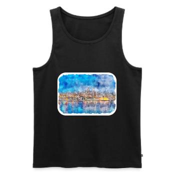 Malta Landmark Aquarell Skizze Farbe Illustration - Männer Premium Bio Tank Top - Schwarz - Vorne - Michal (187cm)
