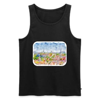 Tallinn Estonia Watercolor Sketch Drawn Illustrati - Men's Premium Organic Tank Top - black - Front - Michal (187cm)