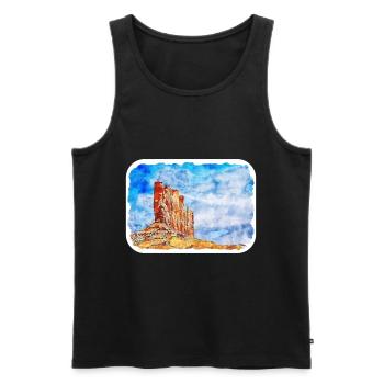 Arizona USA Aquarelle Dessin Dessin Illustration - Débardeur bio Premium Homme - noir - Devant - Michal (187cm)