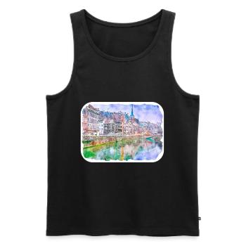 Strasbourg France Watercolor Sketch Drawn Illustra - Men's Premium Organic Tank Top - black - Front - Michal (187cm)