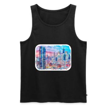 Chicago USA Watercolor Sketch Drawn Illustration - Men's Premium Organic Tank Top - black - Front - Michal (187cm)