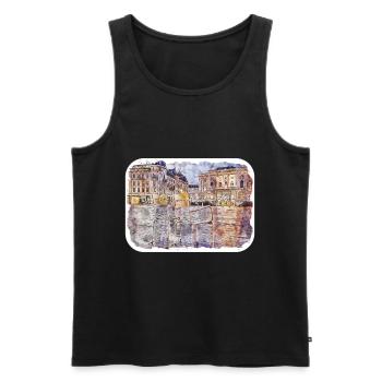 Zurich Suisse Aquarelle Esquisse Dessinée Paintin - Débardeur bio Premium Homme - noir - Devant - Michal (187cm)