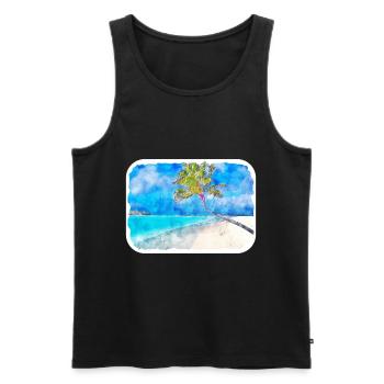 Maldives Watercolor Sketch Hand Drawn Illustration - Men's Premium Organic Tank Top - black - Front - Michal (187cm)