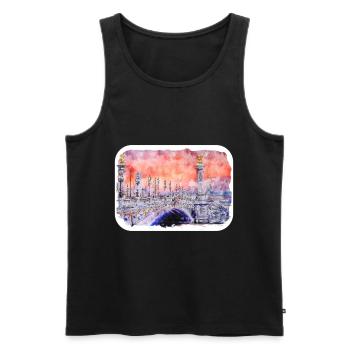 Paris France Watercolor Sketch Draw Drawing - Men's Premium Organic Tank Top - black - Front - Michal (187cm)
