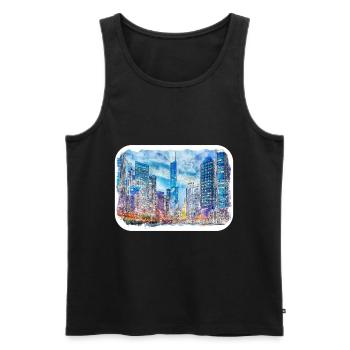 Chicago USA Watercolor Sketch Drawn Illustration - Men's Premium Organic Tank Top - black - Front - Michal (187cm)