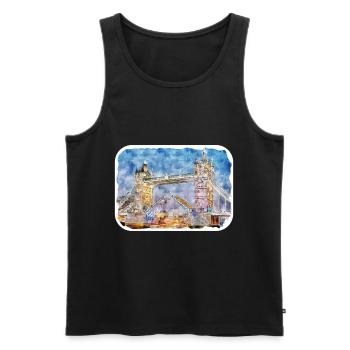 Uk Landmark Watercolor Sketch Painting Illustratio - Men's Premium Organic Tank Top - black - Front - Michal (187cm)