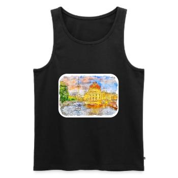 Allemagne Aquarelle Esquisse Dessinée à la main Illustration - Débardeur bio Premium Homme - noir - Devant - Michal (187cm)