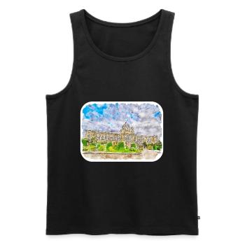 Vienna Austria Watercolor Sketch Painting - Men's Premium Organic Tank Top - black - Front - AI Model Male 178 light (178cm)