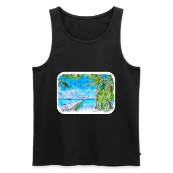 Maldives Watercolor Sketch Hand Drawn Illustration - Men's Premium Organic Tank Top - black - Front - Michal (187cm)