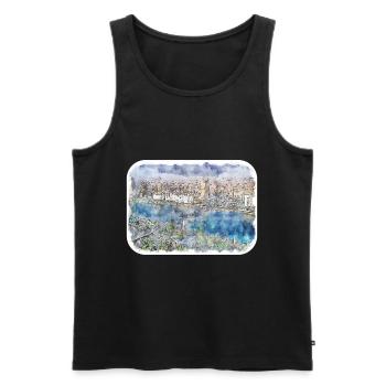 Cairo Egypt Watercolor Sketch Drawn Illustration - Men's Premium Organic Tank Top - black - Front - Michal (187cm)